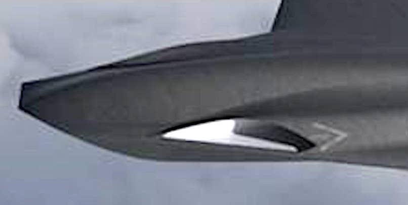 A close up of the front end of the Thanatos design from the new rendering, showing the shape of its nose and one of its inlets. <em>Kratos</em>