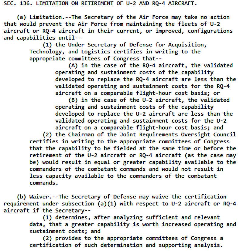 A full copy of the text of Section 136 of the Fiscal Year 2018 NDAA. <em>US Congress</em>