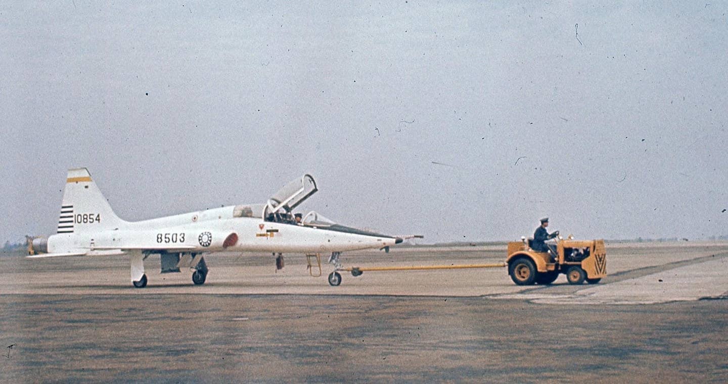 Loaned from the U.S. Air Force, a ROCAF T-38A at Makung Air Base in 1974. <em>U.S. Air Force</em>