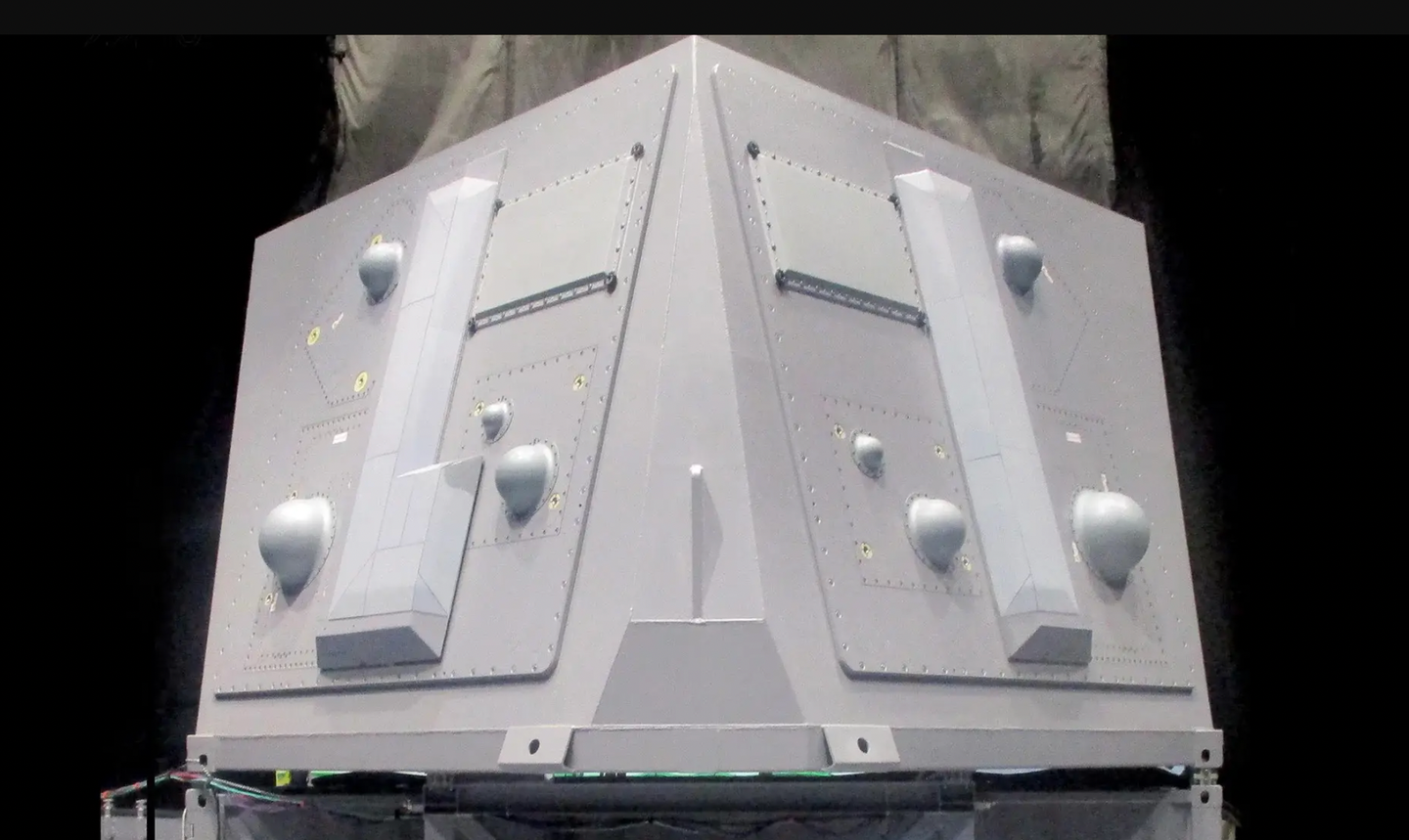 A developmental SEWIP Block III module on a test rig on the ground.&nbsp;<em>Northrop Grumman</em>