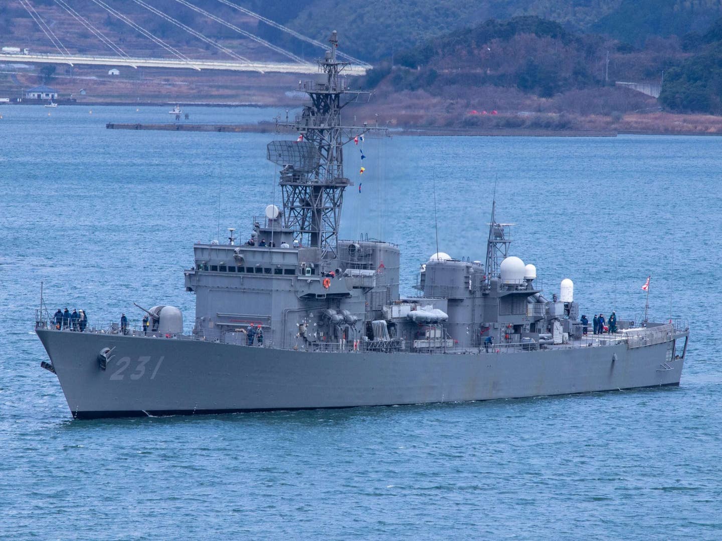 <em>Abukuma</em> class destroyer escort JS&nbsp;<em>Ōyodo</em>, pictured in January 2023. <em>Sengoku2501</em> <em>via Wikimedia Commons, CC-BY-SA-4.0 </em>