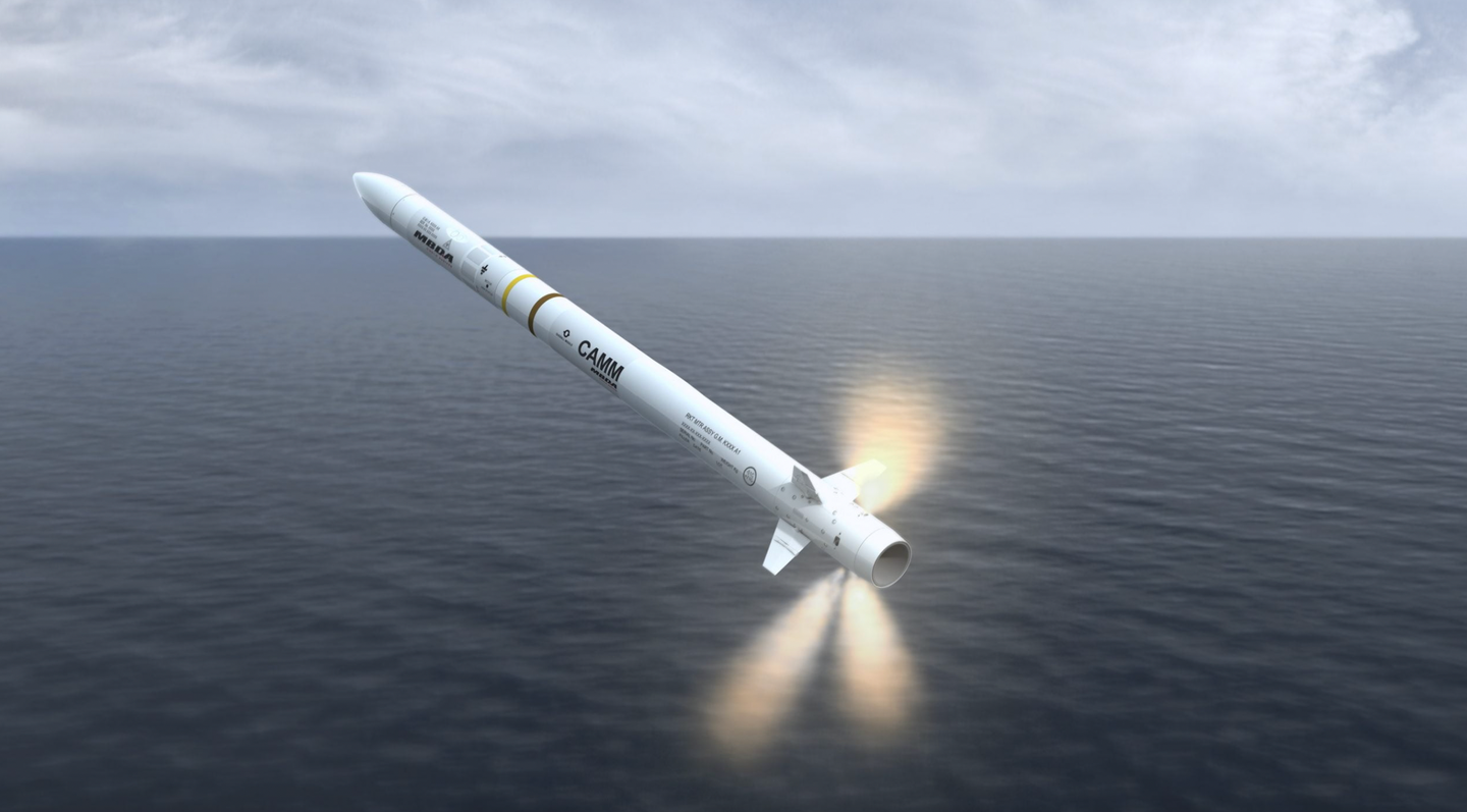 A digital rendering showing the CAMM missile in its baseline form. <em>MBDA</em>
