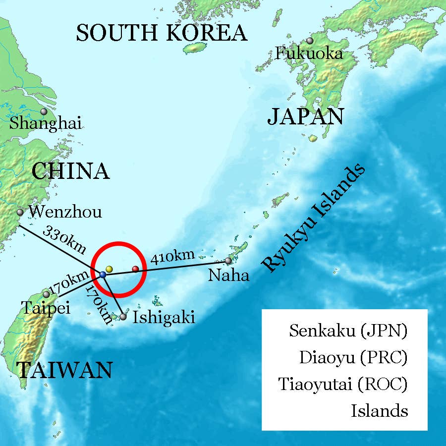 Location of the&nbsp;Senkaku Islands. Jackopoid via <em>Wikimedia Commons</em>, <em>CC-BY-SA-3.0-migrated</em>