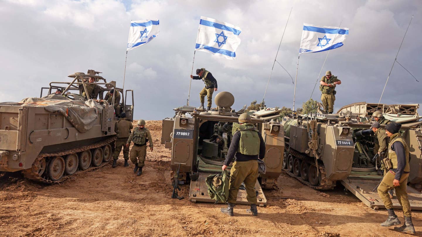 Israeli soldiers deploy near southern Israel's border with the Gaza Strip on November 20, 2023, amid ongoing battles between Israel and the Palestinian militant Hamas group.