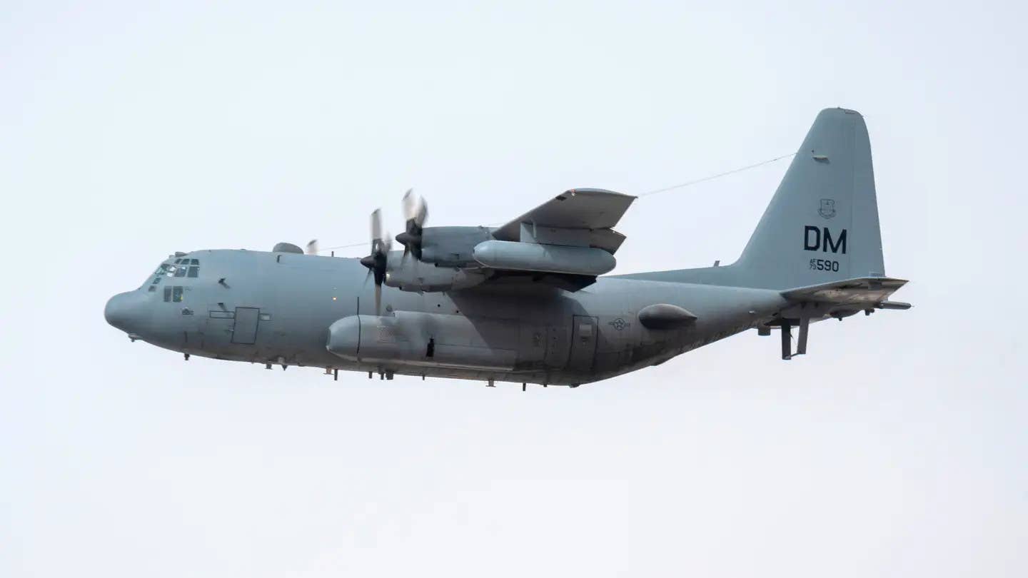 An EC-130H. The AESA pod under its left wing can be clearly seen. <em>USAF</em>