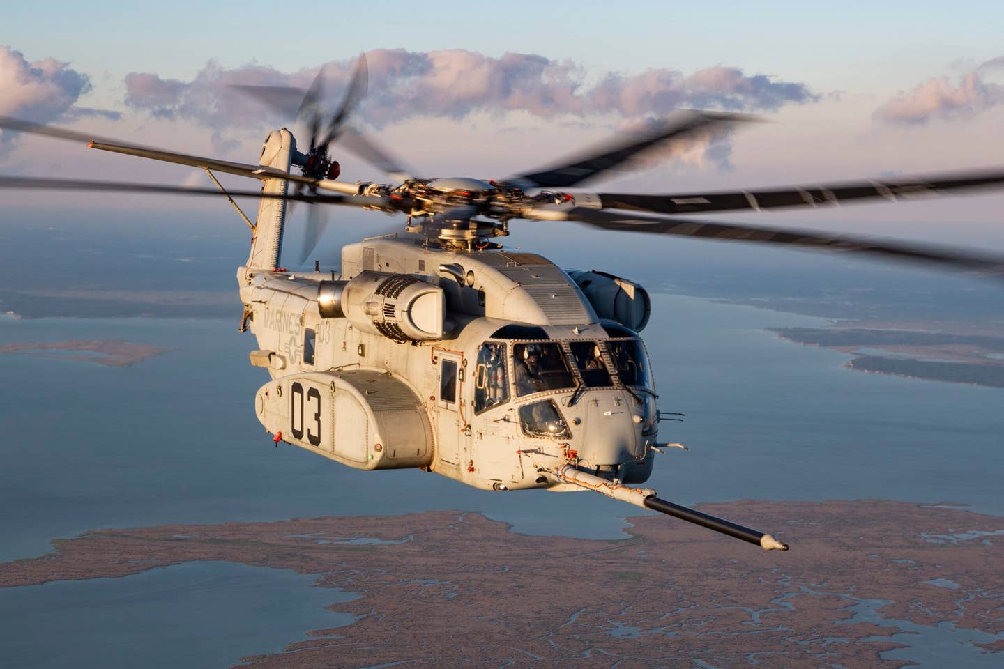 CH-53K First Night Air to Air Refueling, June 23, 2021, NAS Patuxent River, Maryland.<em> Lockheed Martin</em>