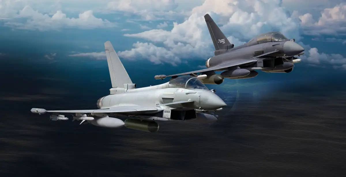 A rendering of a single-seat SEAD-optimized Typhoon version alongside the proposed Typhoon ECR. <em>Airbus</em>