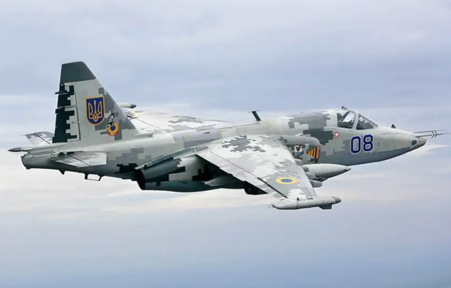 A Ukrainian Air Force Su-25 in ‘digital’ camouflage, seen before the full-scale Russian invasion launched in February 2022.&nbsp;<em>Ministry of Defense of Ukraine</em>