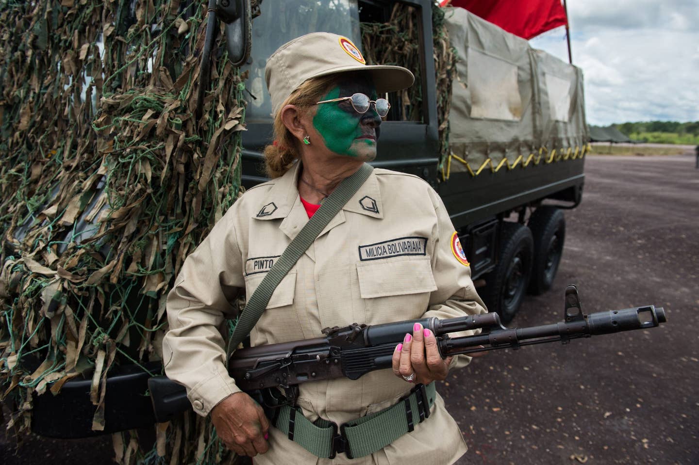 A member of the Venezuelan Army reserve is pictured before a military parade in Tumeremo, Bolivar State, in Venezuela, during a previous period of tensions with Guyana in 2015. <em>Photo by FEDERICO PARRA/AFP via Getty Images</em>