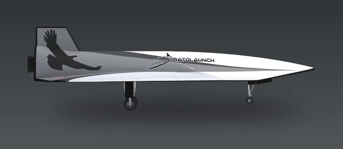 A rendering of the fully reusable Talon-A with its landing gear down.&nbsp;<em>Stratolaunch</em>