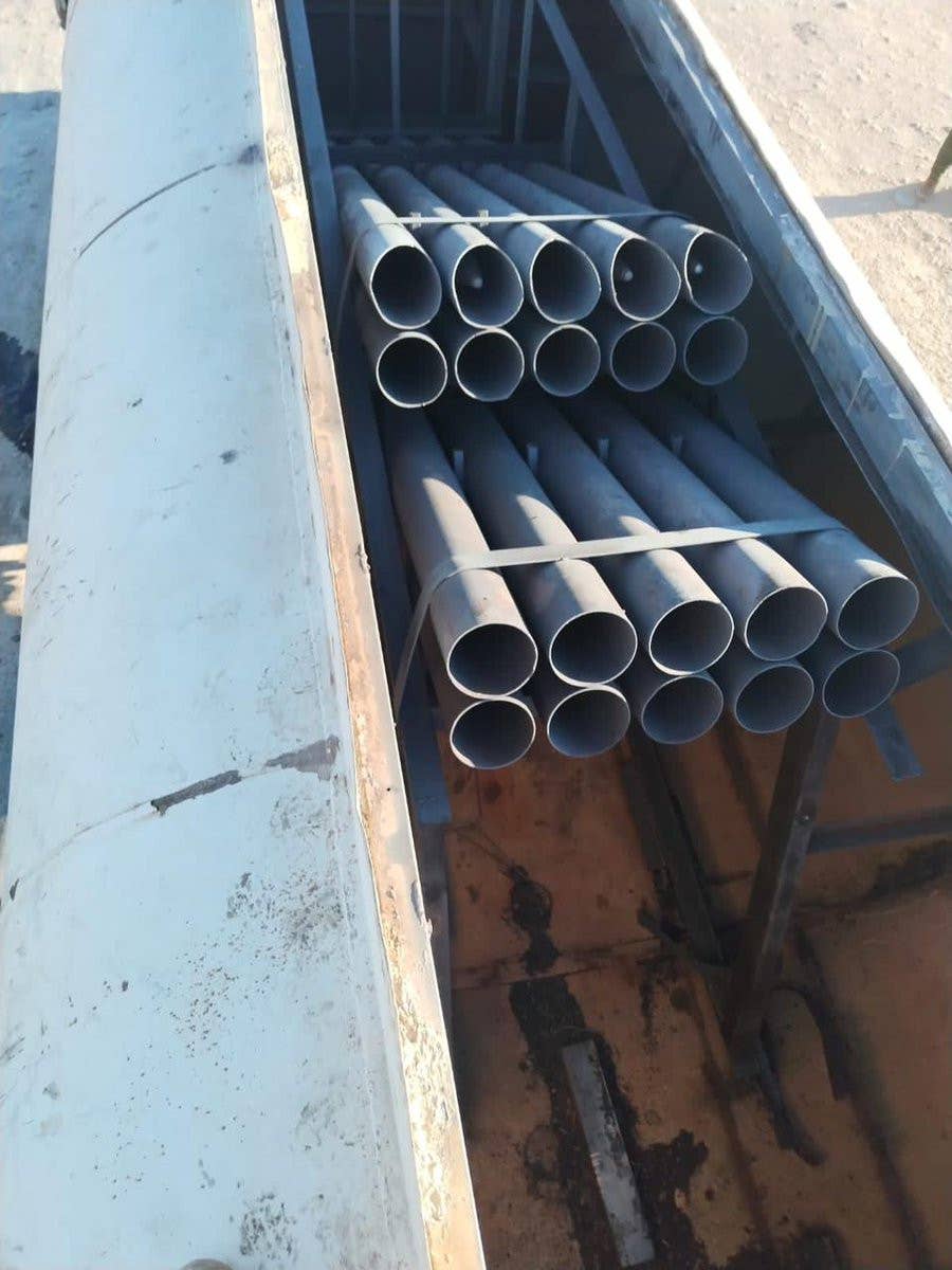A look inside the improvised rocket launcher tubes installed inside the modified fuel tanker truck. At least three rockets can be seen still inside the launch tubes. <em>CENTCOM</em>