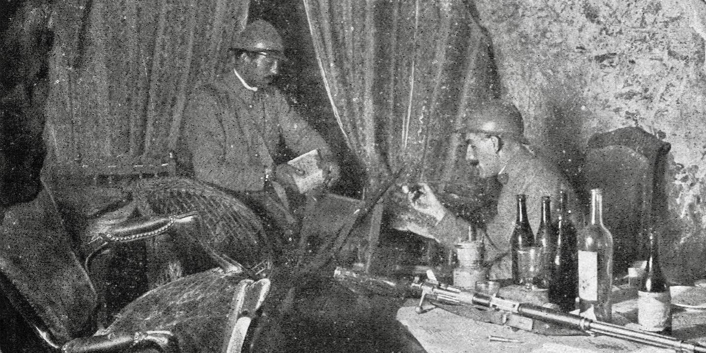 German officer's underground bedroom bunker, 1916.
