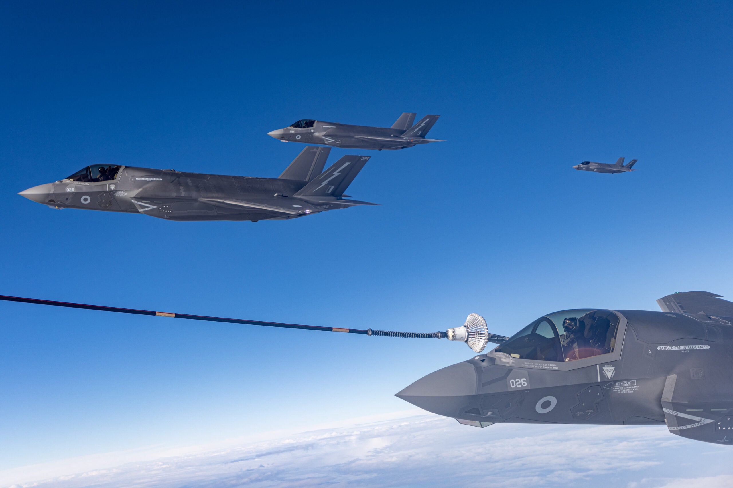 Pictured: RAF F-35B being refuelled by Voyager aircraft over the Baltic Region. These jets are part of Exercise Ruska 23, a Finnish exercise that maintains and develops Finland's air defence.
