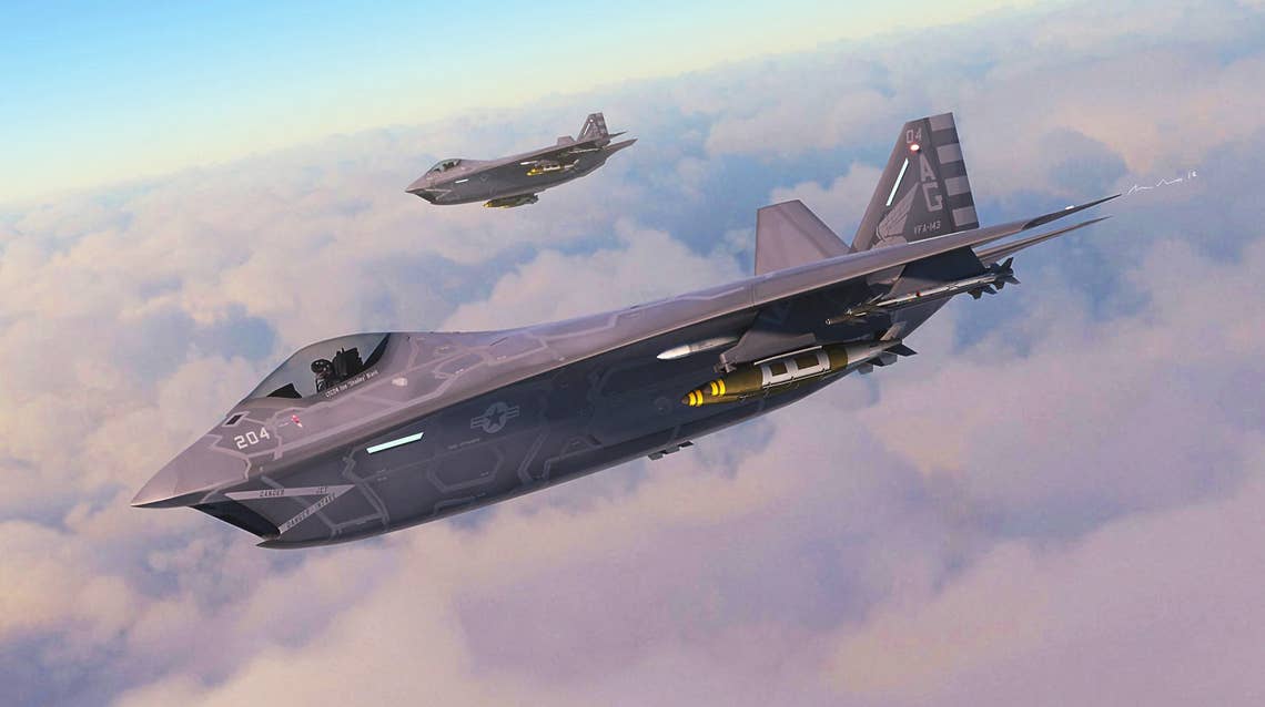 One of the many renderings from our exclusive article showing what the production F-32 would have looked with the help of our master artist friend Adam Burch of <a href="https://t.co/168nPBAqFl" target="_blank" rel="noreferrer noopener">hangar-b.com</a>.