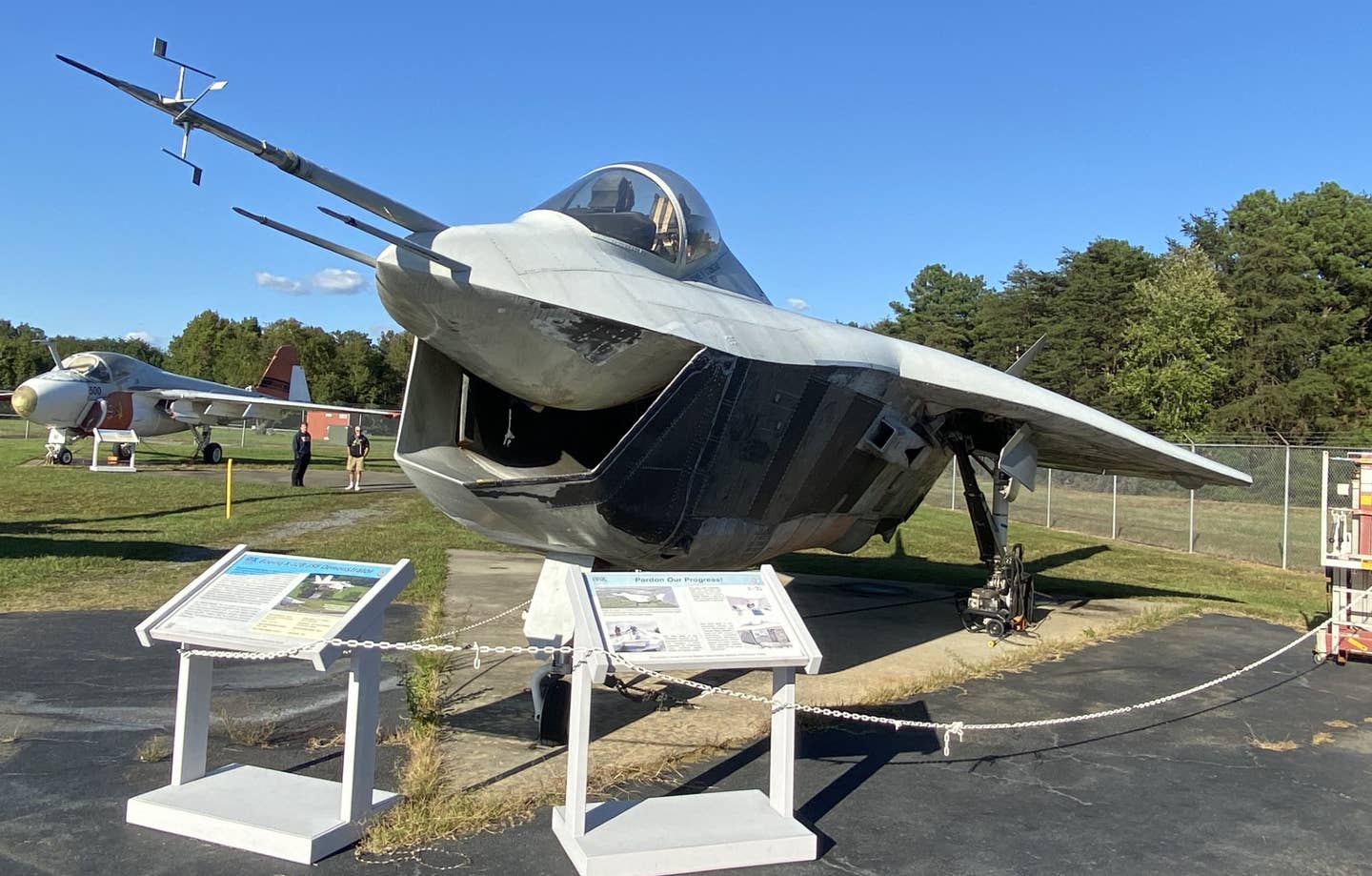 X-32B baking in the sun out at NAS Patuxent River's naval history museum. <a href="https://commons.wikimedia.org/w/index.php?title=User:UnaDriver&amp;action=edit&amp;redlink=1">UnaDriver</a> via Wikicommons