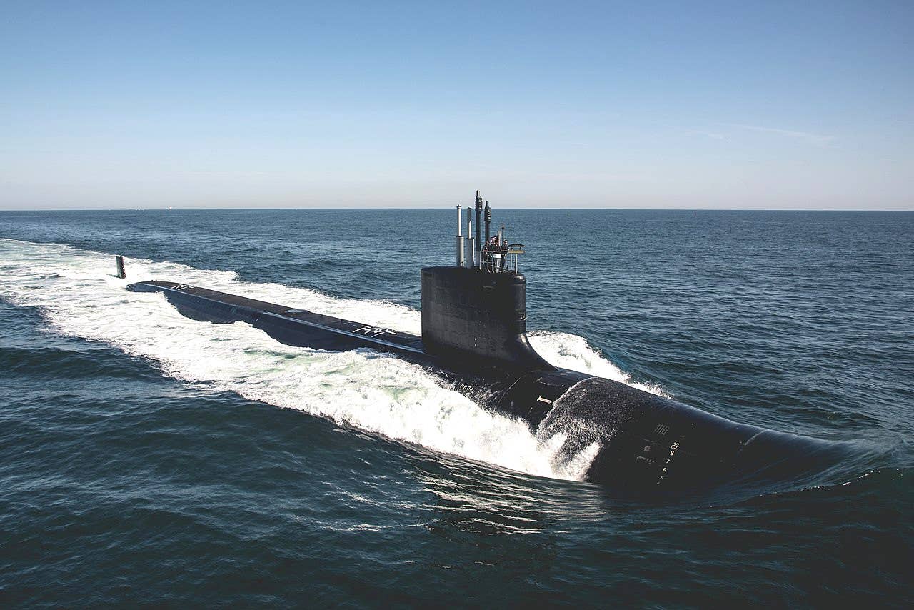 A stock picture of USS <em>Delaware</em> during sea trials in 2019 before its formal commissioning. <em>HII via USN</em>
