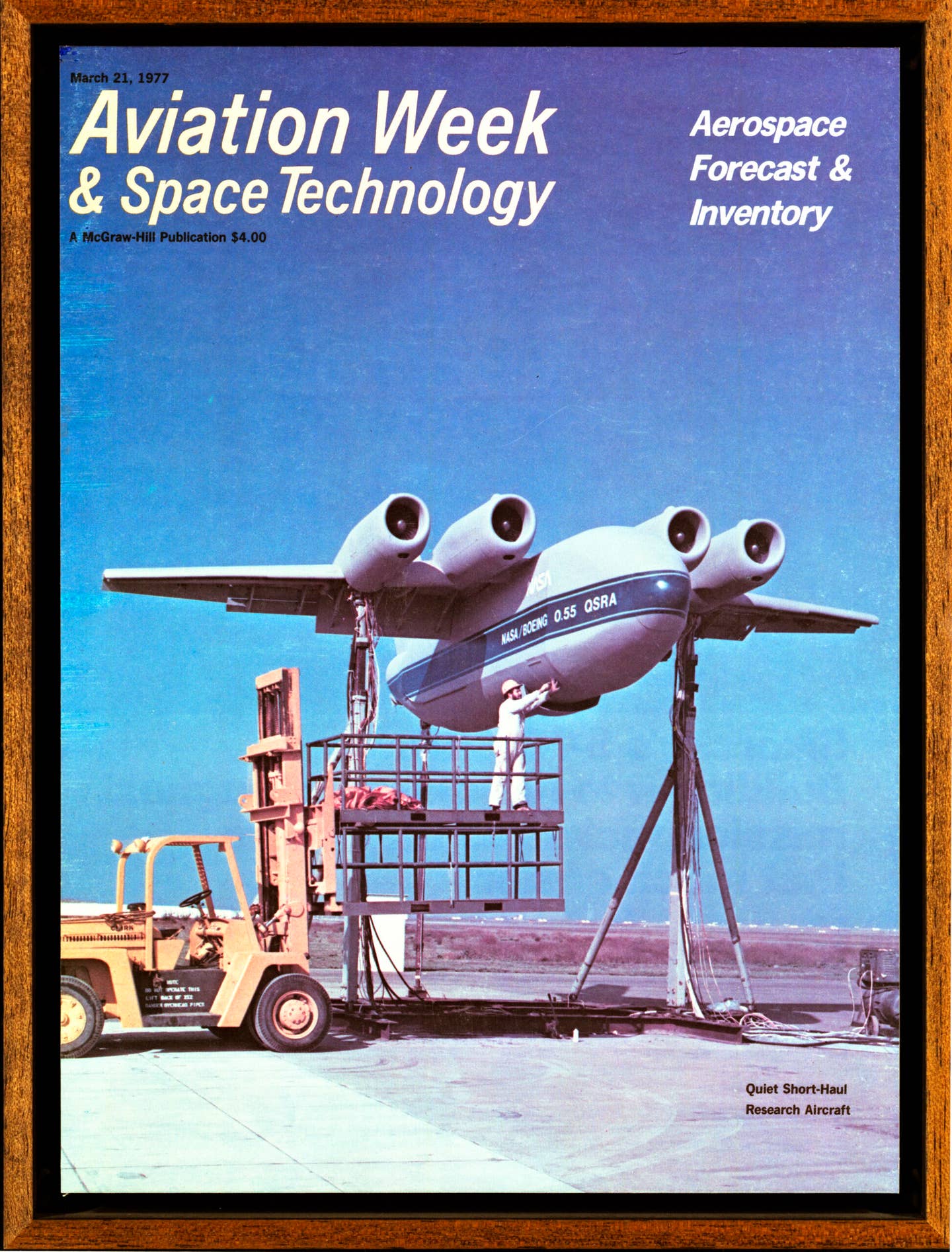 A static test rig for the QSRA that appeared on the cover of the <em>Aviation Week &amp; Space Technology</em> on March 21, 1977.