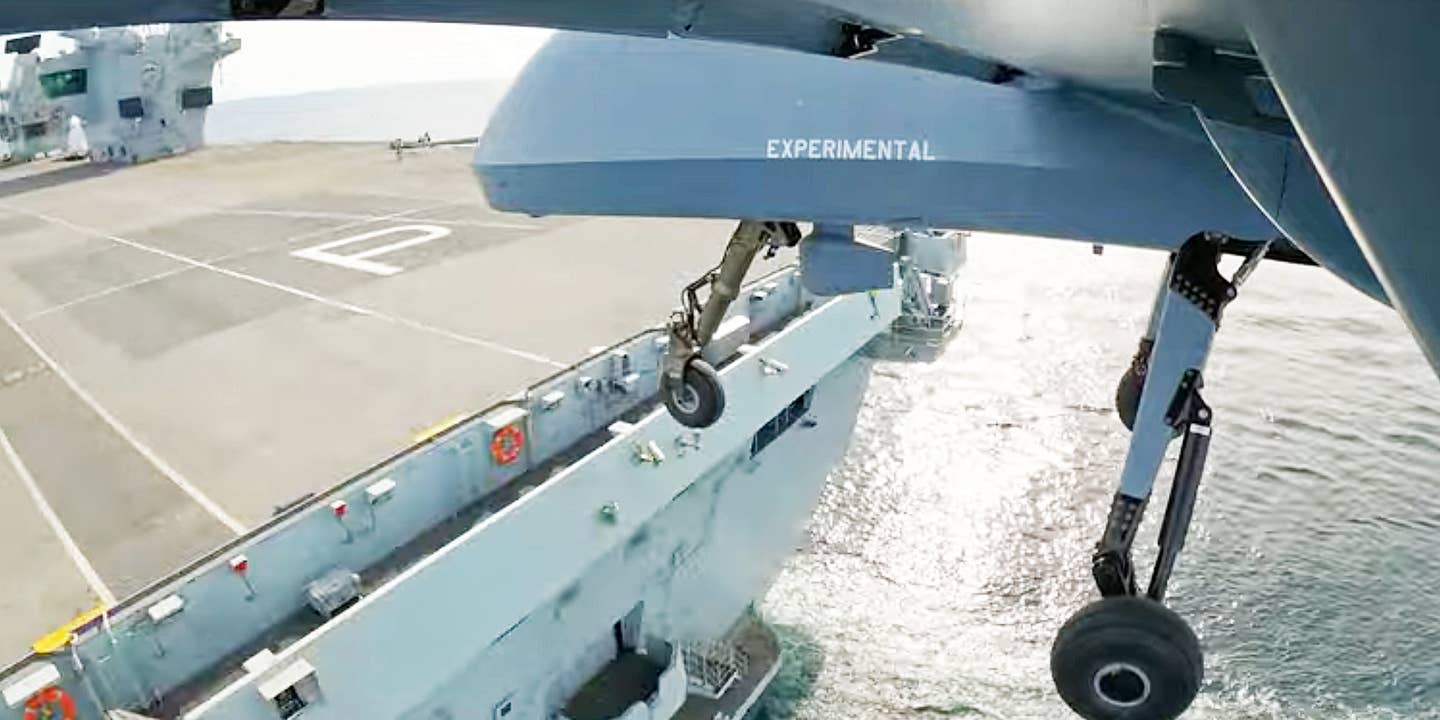Mojave drone landing on HMS Prince of Wales