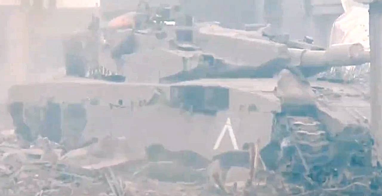 The stationary Merkava seen in the second clip in the video montage. <em>capture via X</em>