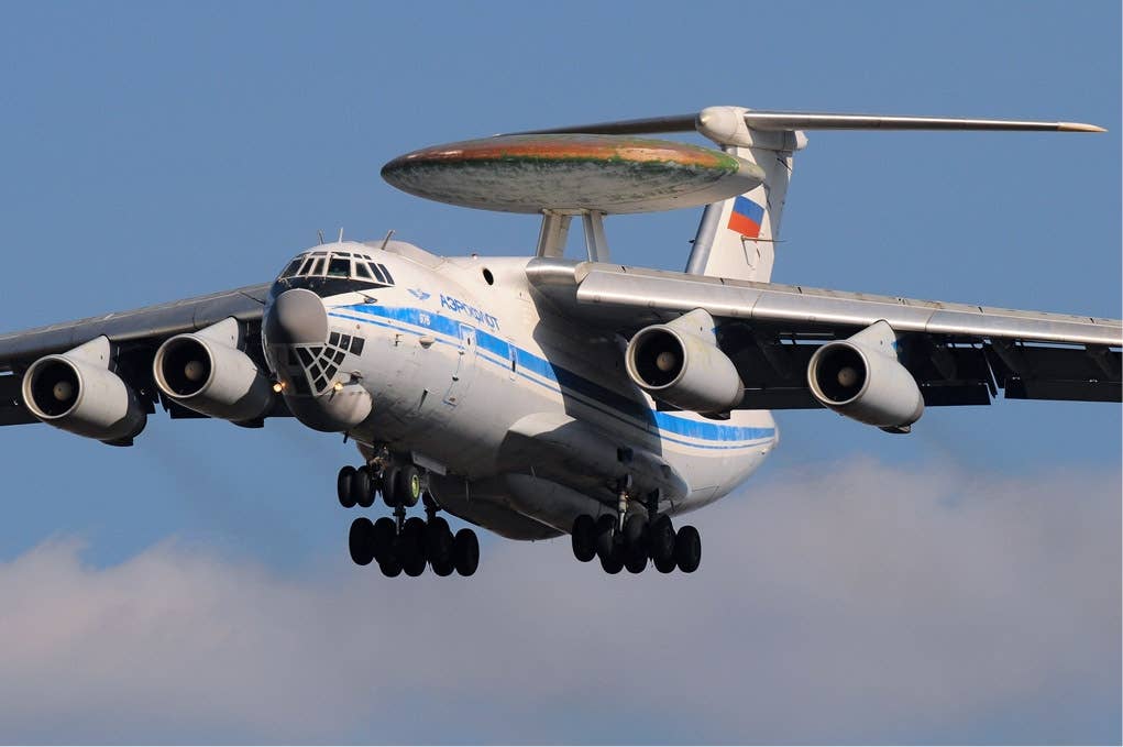 A Beriev Be-976 photographed in April 2010. Unlike the A-50 Mainstay, the missile-tracking aircraft retains a glazed nose. <em>Sergey Krivchikov/Wikimedia Commons</em>