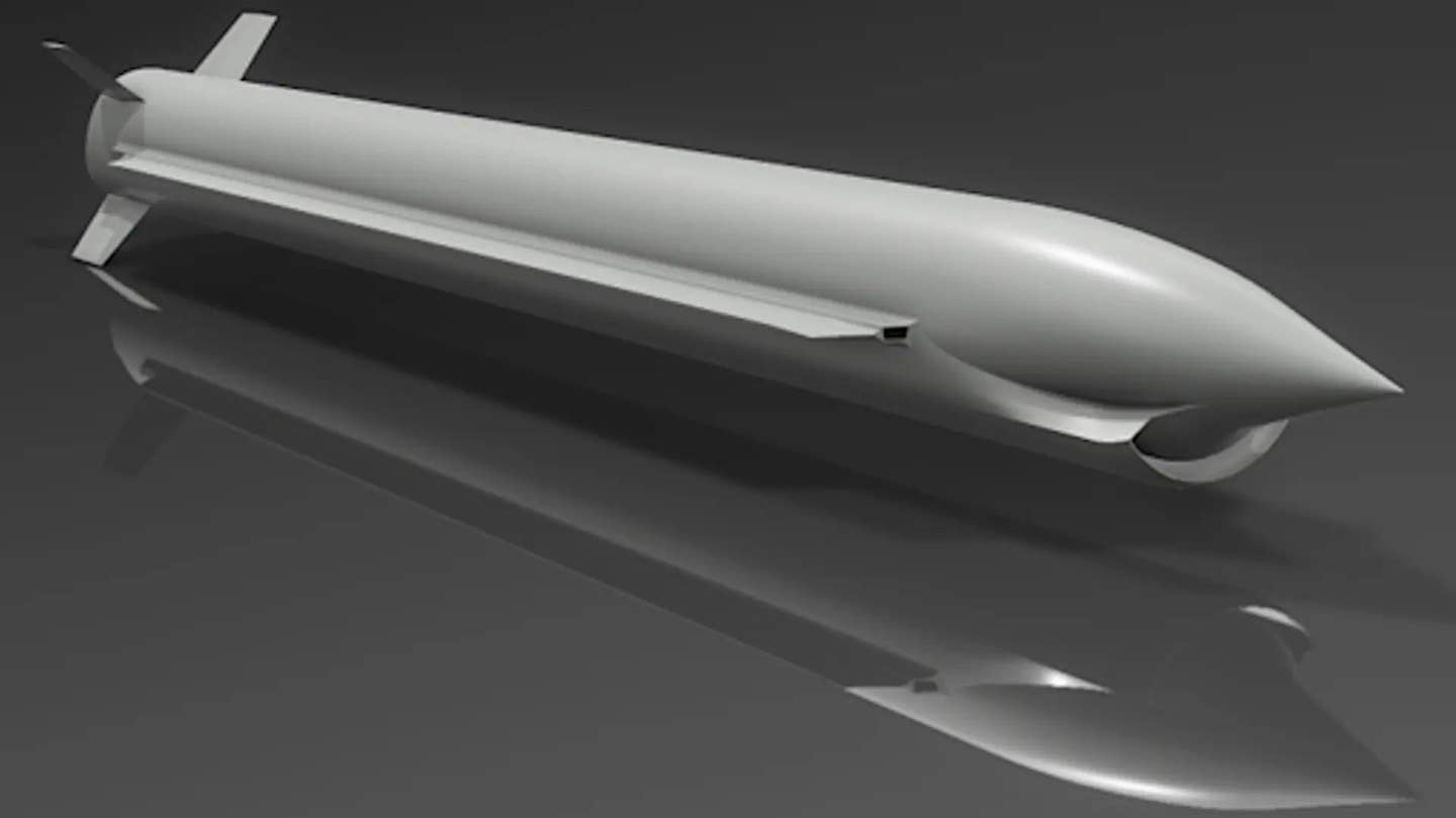 A rendering of a new supersonic maritime strike missile that Norway's Kongsberg is now leading the development of for both the Norwegian and German navies. The company says this weapon will be a complement to its existing subsonic NSM. <em>Kongsberg Defence &amp; Aerospace</em>