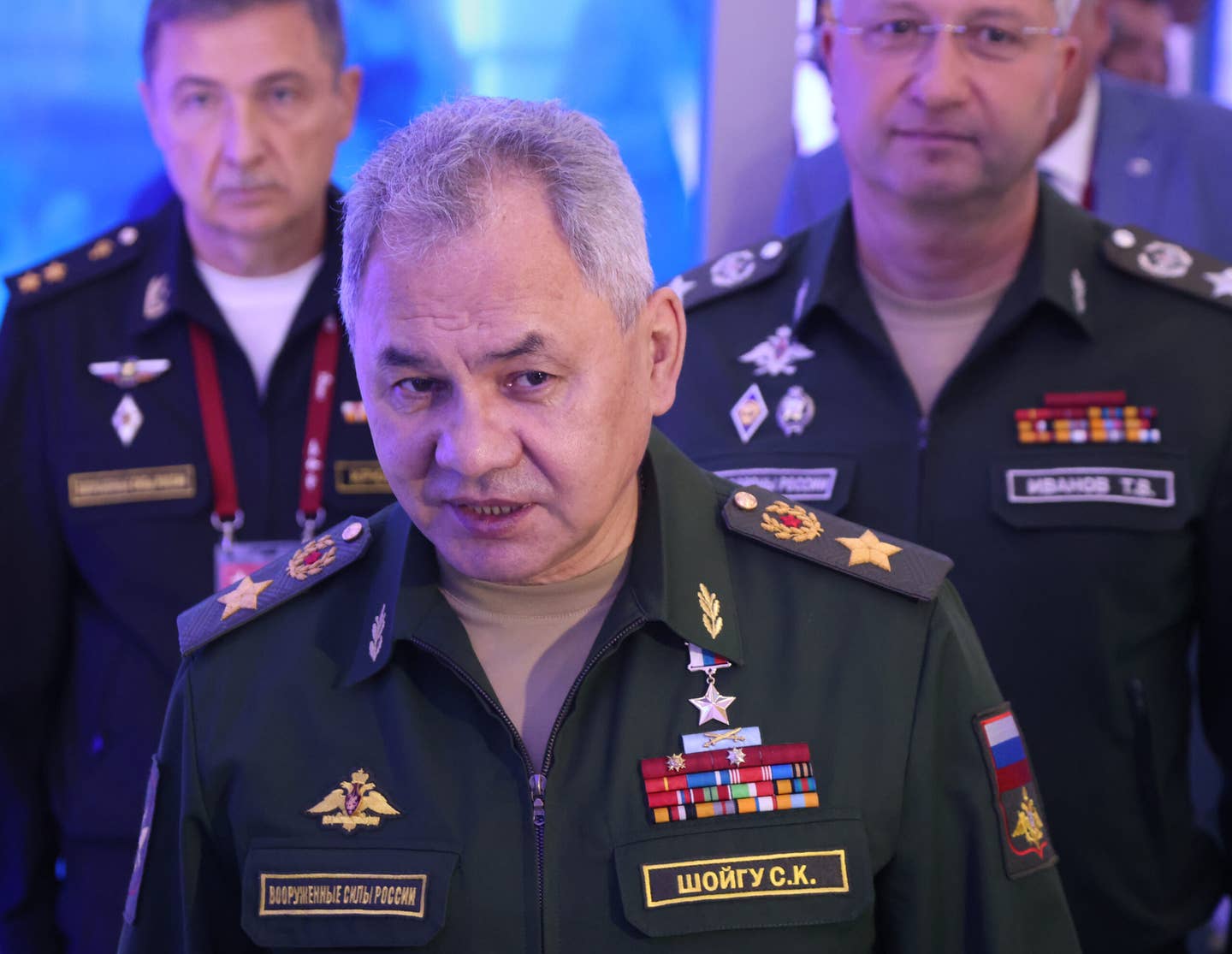 Russian Minister of Defense Sergei Shoigu visits the ARMY-2023 exhibition in August 2023 in Kubinka, Russia. <em>Photo by Contributor/Getty Images</em>