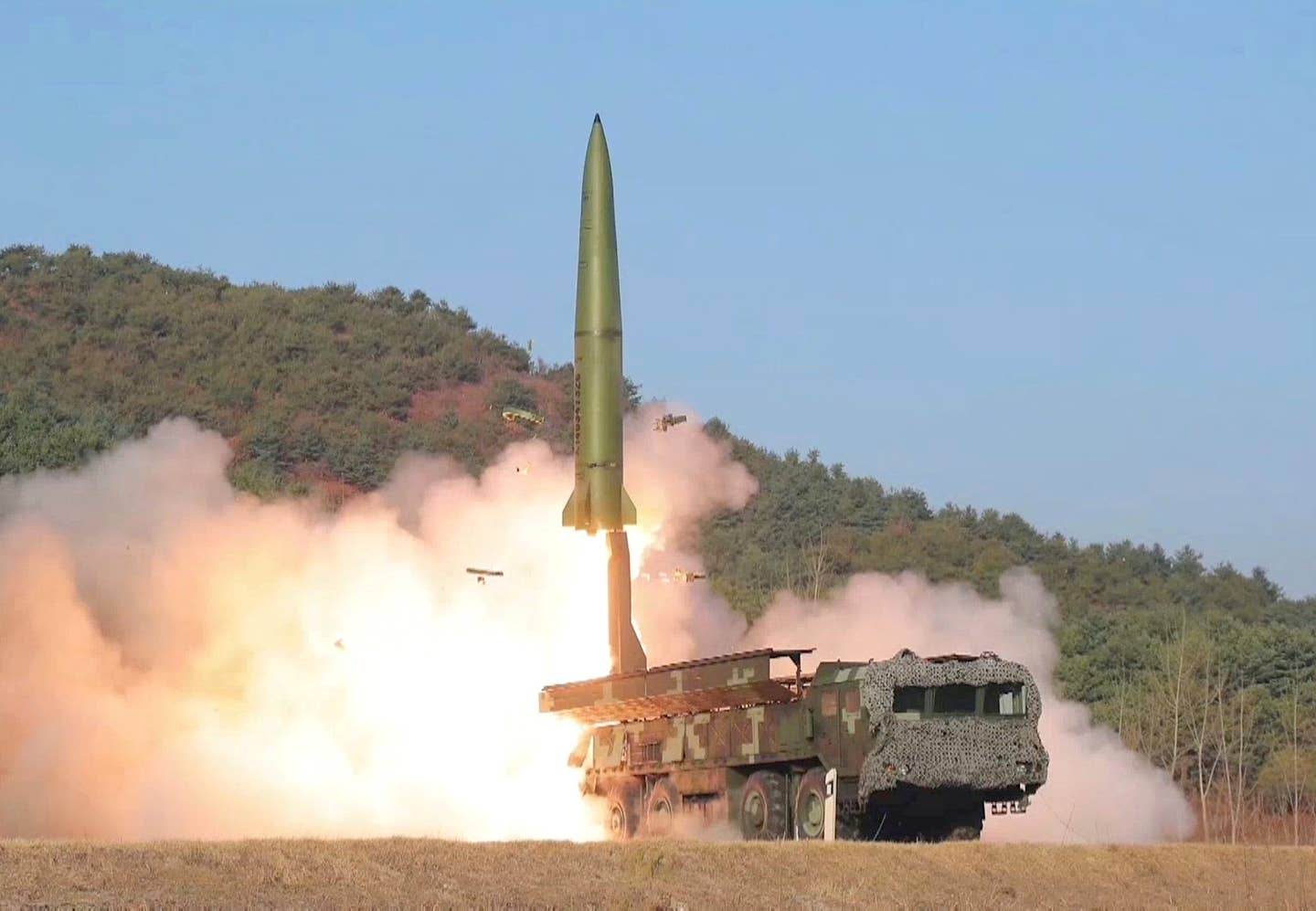 The North Korean KN-23 short-range ballistic missile seen here may be among the types that Russia has received. <em>North Korean State Media</em>