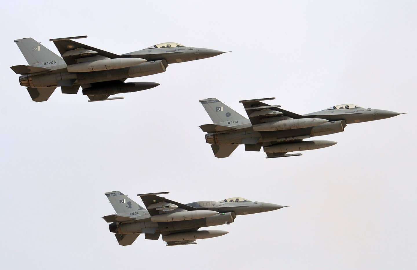 Pakistan Air Force F-16s take part in a military exercise on November 4, 2013, in Bahawalpur district. <em>AAMIR QURESHI/AFP via Getty Images</em>