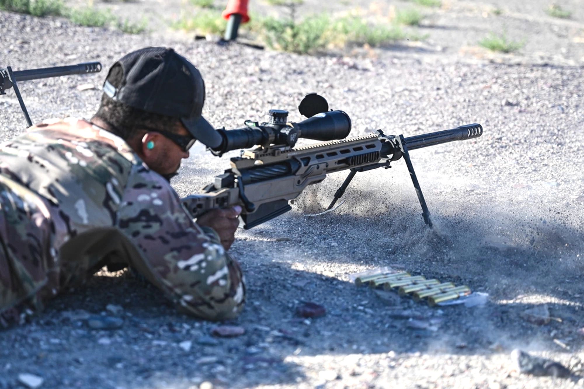 A Naval Special Warfare operator trains with a Mk 15 Mod 1 rifle. USN