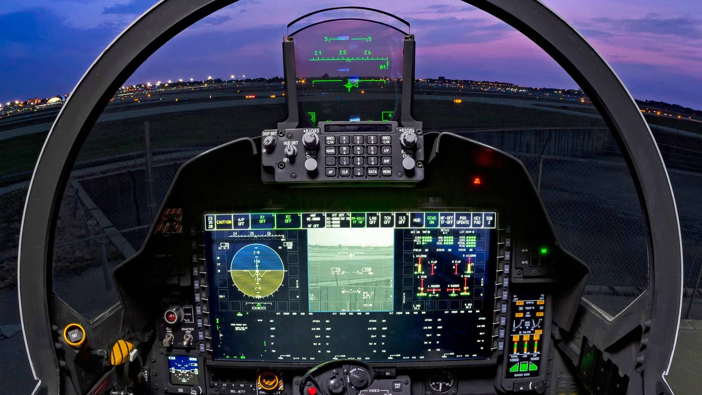 The wide-area display and revised cockpit arrangement in the Advanced F-15, which includes the F-15EX. <em>Boeing</em>