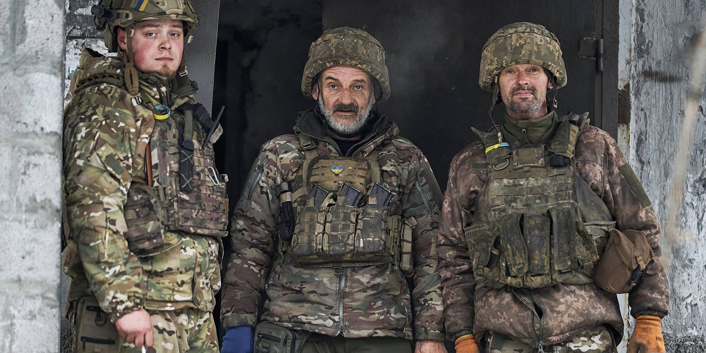 Ukrainian soldiers near the front lines.