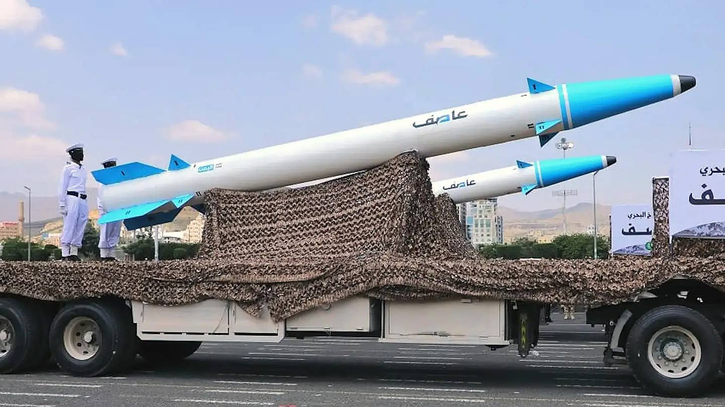A Houthi anti-ship ballistic missile variant based on Iran's Fateh-313. (via<em> </em>X)