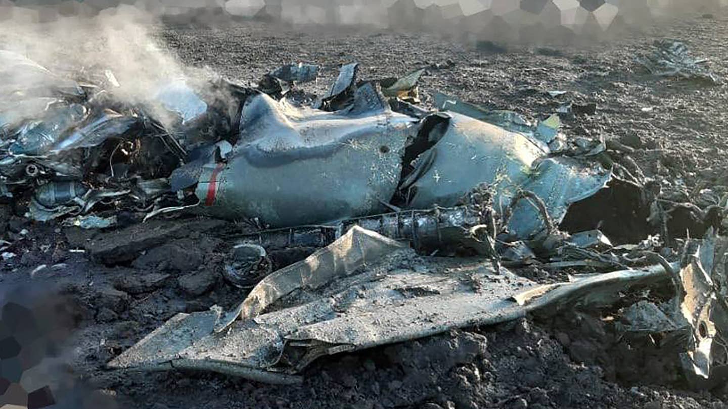 Russian soviet-era anti-ship missile wreckage in Ukraine.
