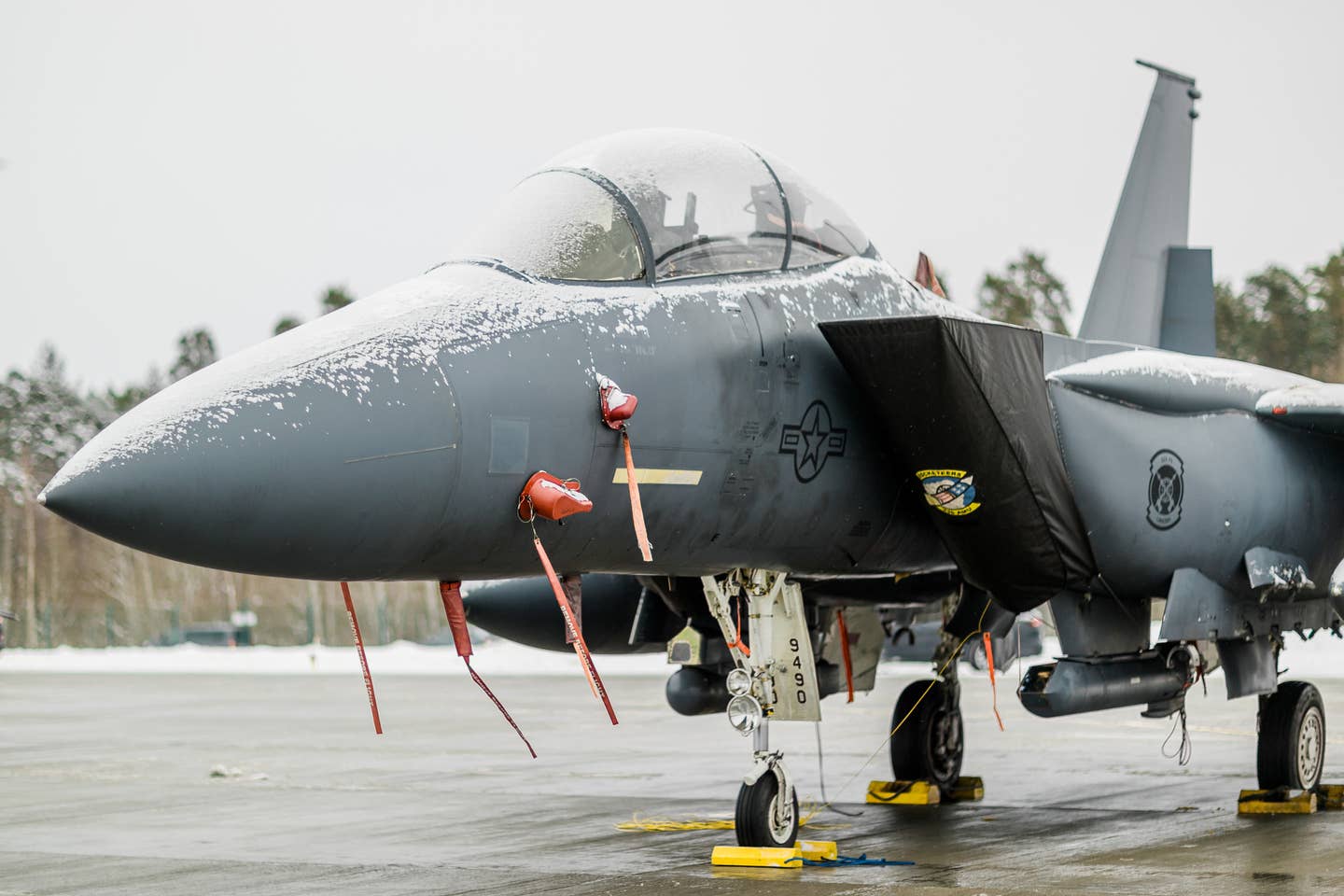 A US Air Force F-15E Strike Eagle sits on the tarmac at Ämari Air Base in Estonia. (U.S. DoD photo)