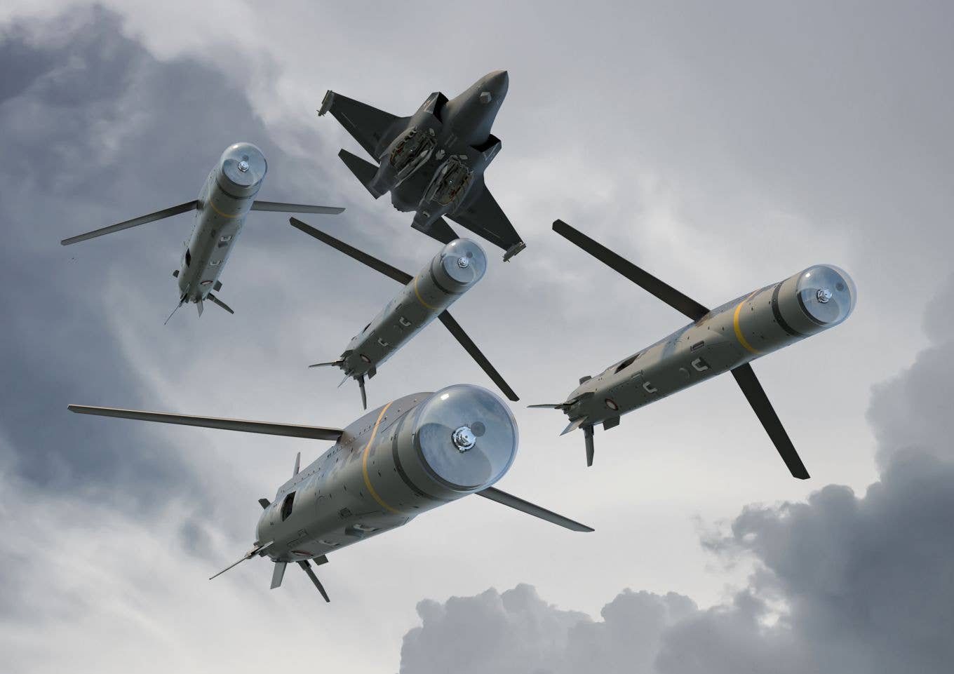 An artist’s impression showing an F-35 launching a quartet of SPEAR 3s. <em>MBDA</em>