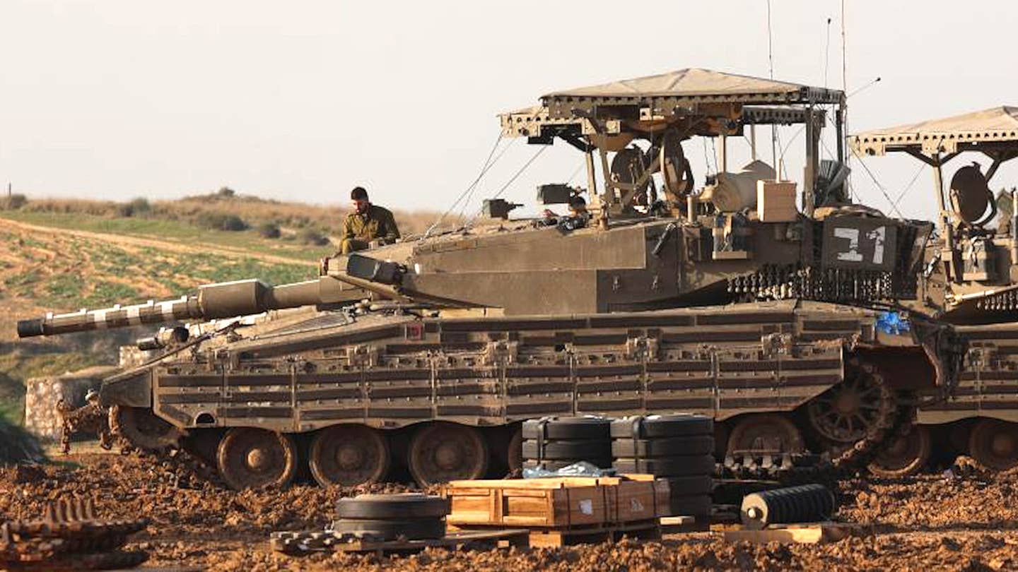 Israeli Merkava Mk 3 tanks have recently begun emerging with improved defensive features against drones and improvised explosive devices that use magnets to stick the hulls of armored vehicles.