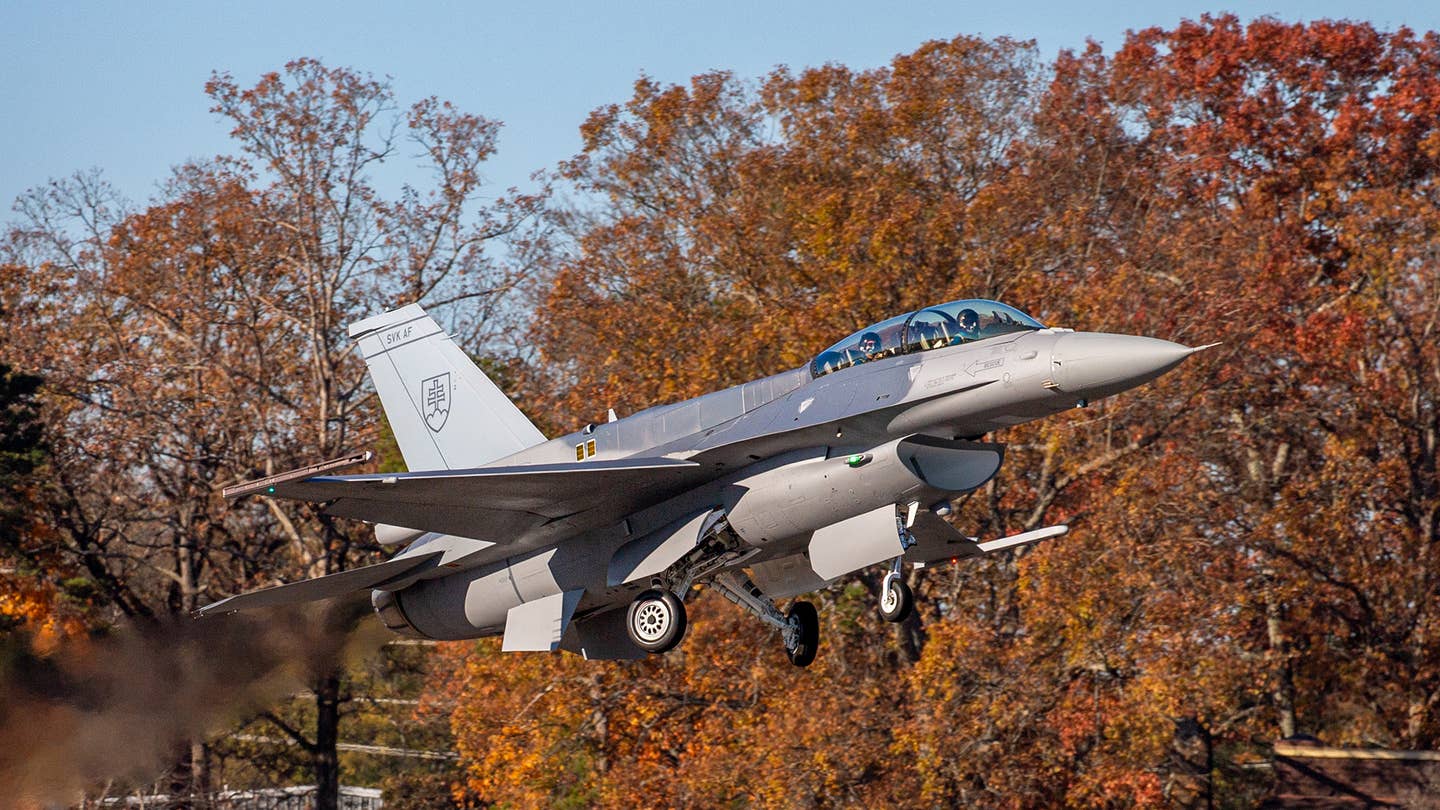 The maiden flight of the first Slovak Block 70 F-16D on November 29, 2023. <em>Lockheed Martin</em>