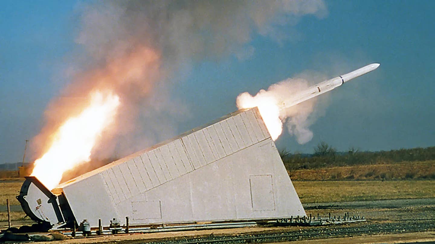 An ESSM is fired from an ADL during an on-land test. <em>BAE Systems</em>
