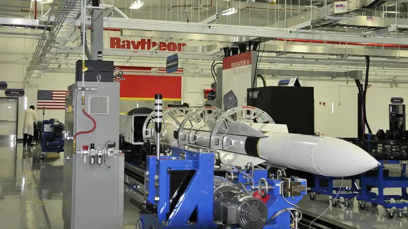 An SM-6 missile on the production line at Raytheon. This company also makes the SM-2. <em>Raytheon</em>