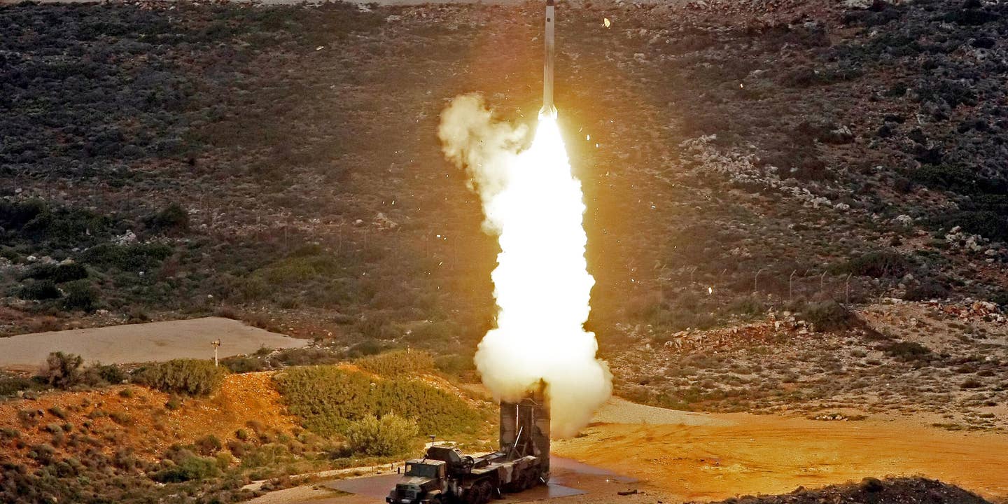 An S-300PMU-1 anti-aircraft missile launches during a Greek army military exercise near Chania on the island of Crete on December 13, 2013. Greece is the first NATO country to try the Russian long-range missile system.