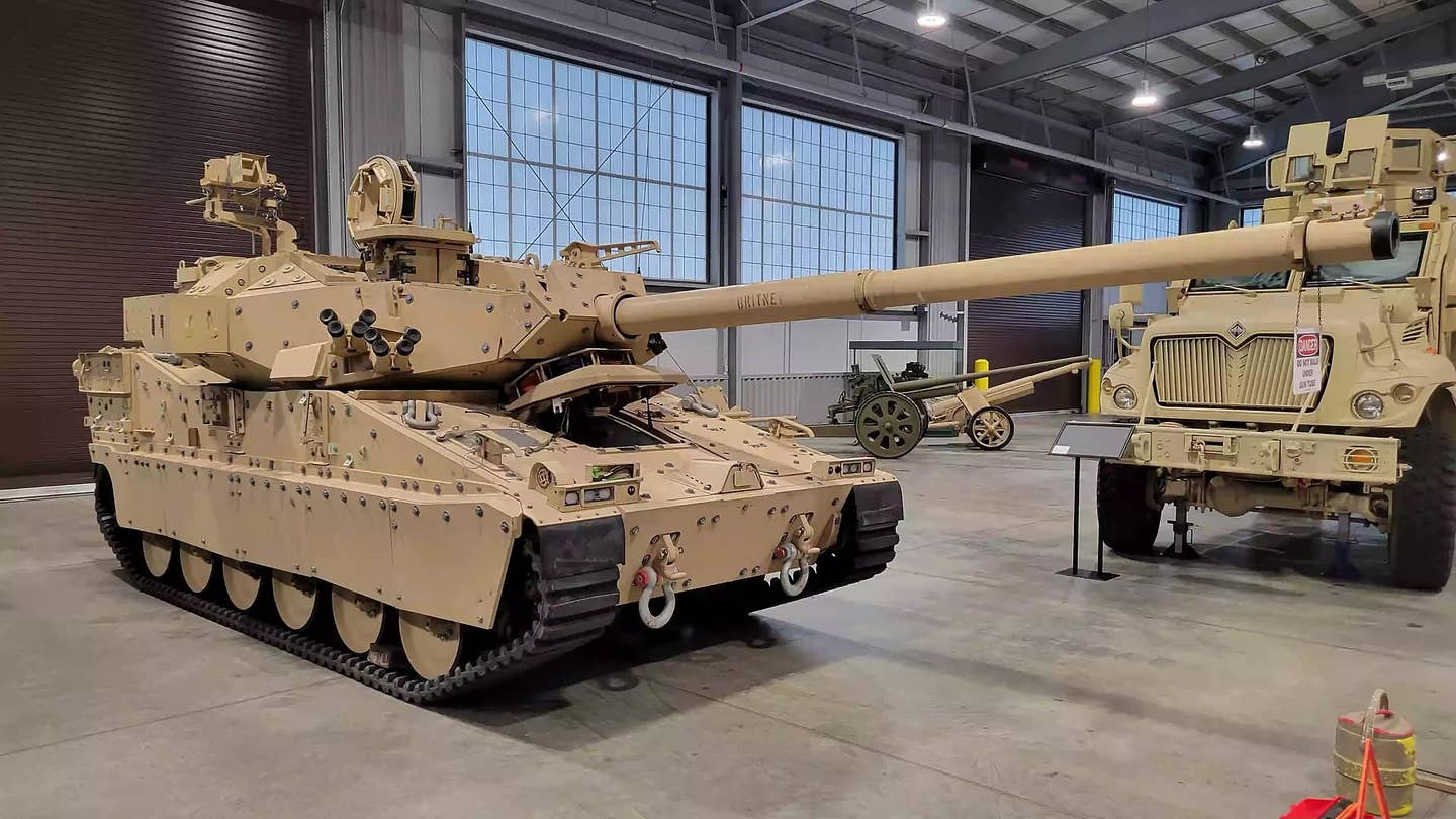 A BAE Systems Mobile Protected Firepower testbed based on the&nbsp;M8 Armored Gun System&nbsp;preserved at the&nbsp;U.S. Army Armor &amp; Cavalry Collection,&nbsp;Fort Benning&nbsp;c. 2023. (U.S. Army)