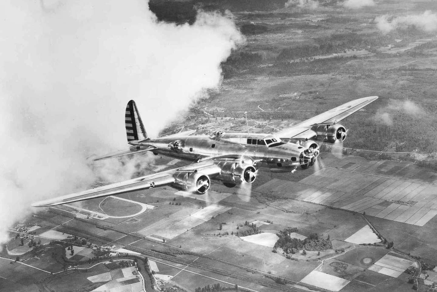 In an expression of the “bomber will always get through” mantra, the initial service test version of the B-17, the Boeing Y1B-17, was armed with just five 0.3-inch machine guns in flexible mounts. <em>Public Domain, U.S. Air Force</em>