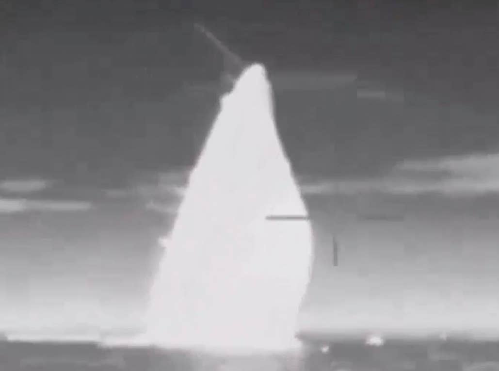 The<em> Ivanovets </em>is captured on video sinking stern first in the Black Sea. (GUR screencap)