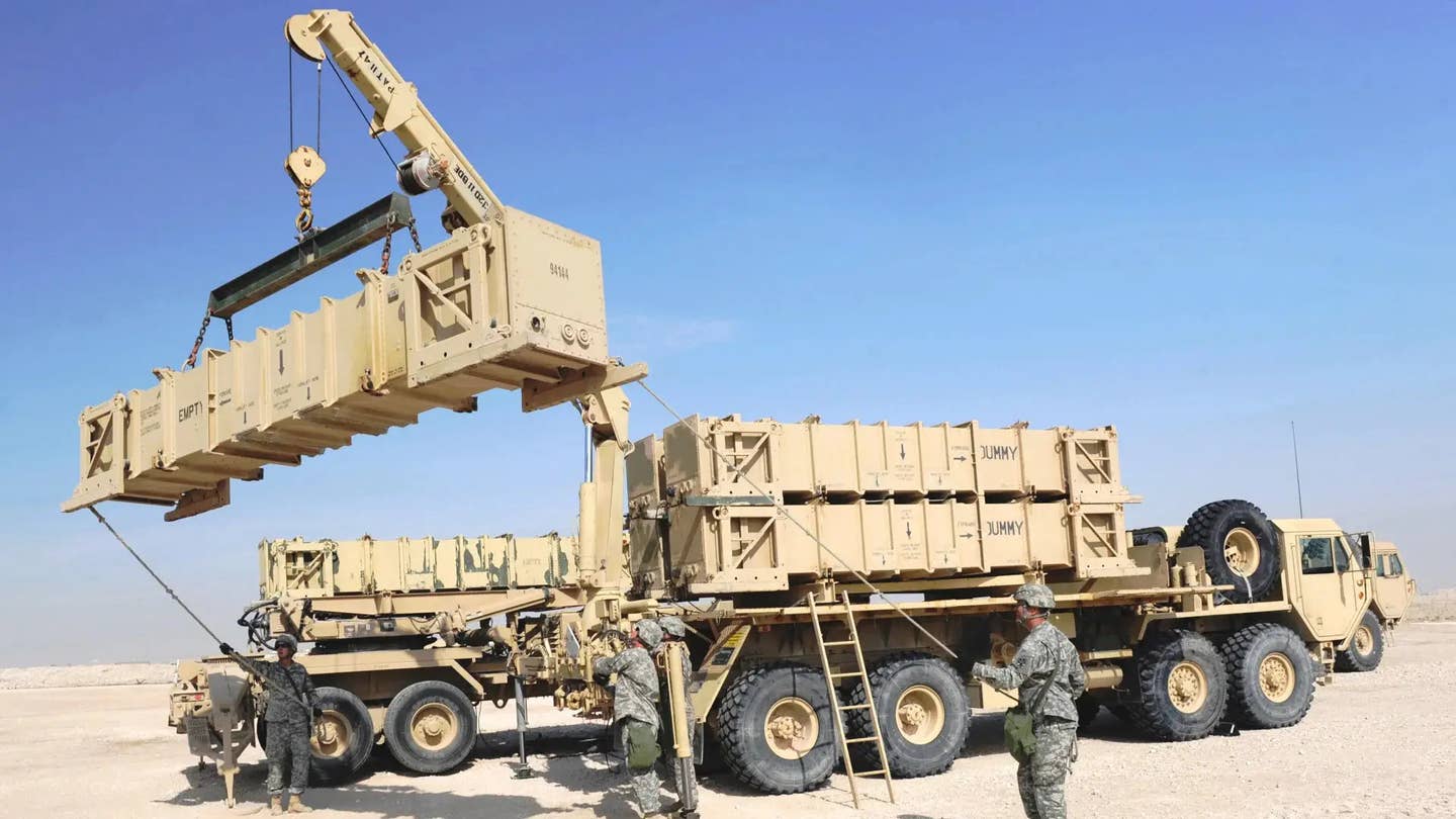 Members of the U.S. Army training on a Patriot system somewhere in the Middle East. <em>U.S. Army</em>