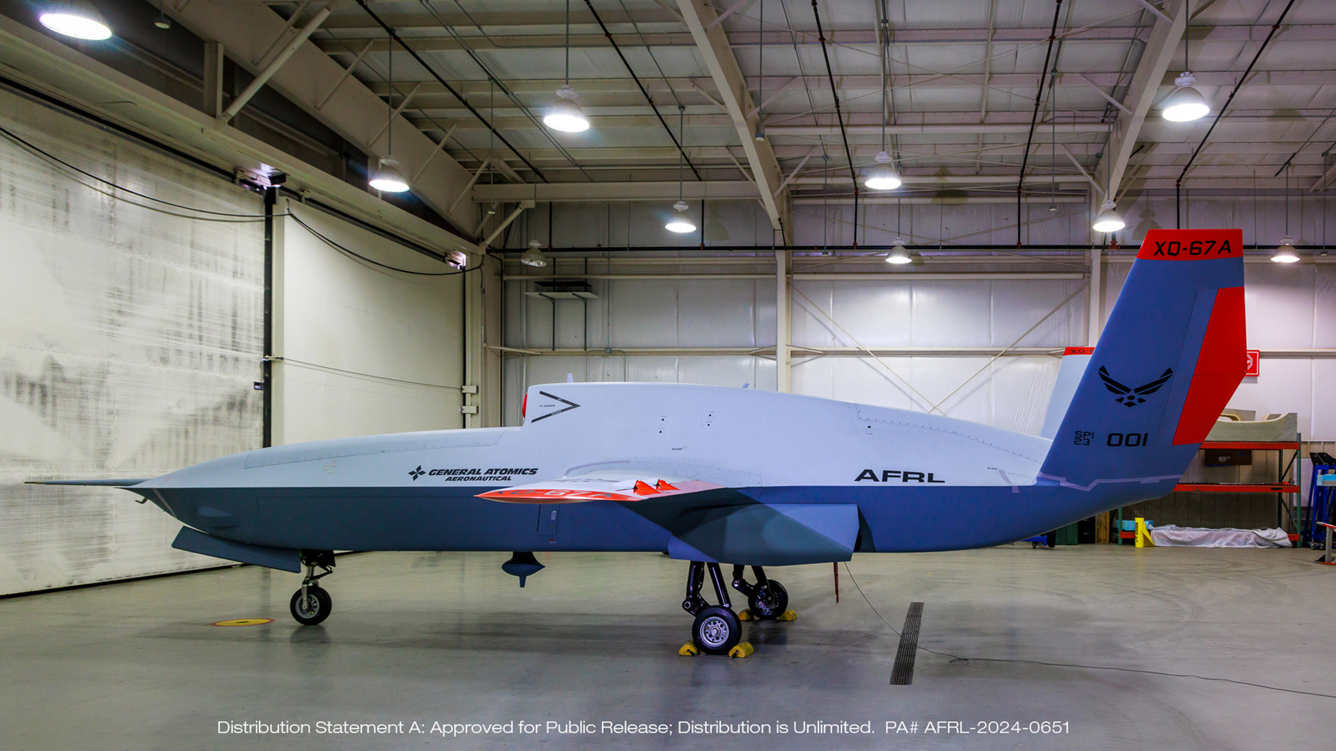 A side view of the new XQ-67A. <em>General Atomics</em>