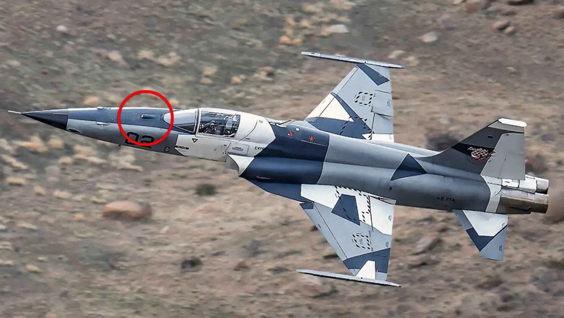 A picture Tactical Air Support released in October of its F-5AT jets fitted with the TacIRST sensor in the nose, which is highlighted in the red circle. TacAir 
