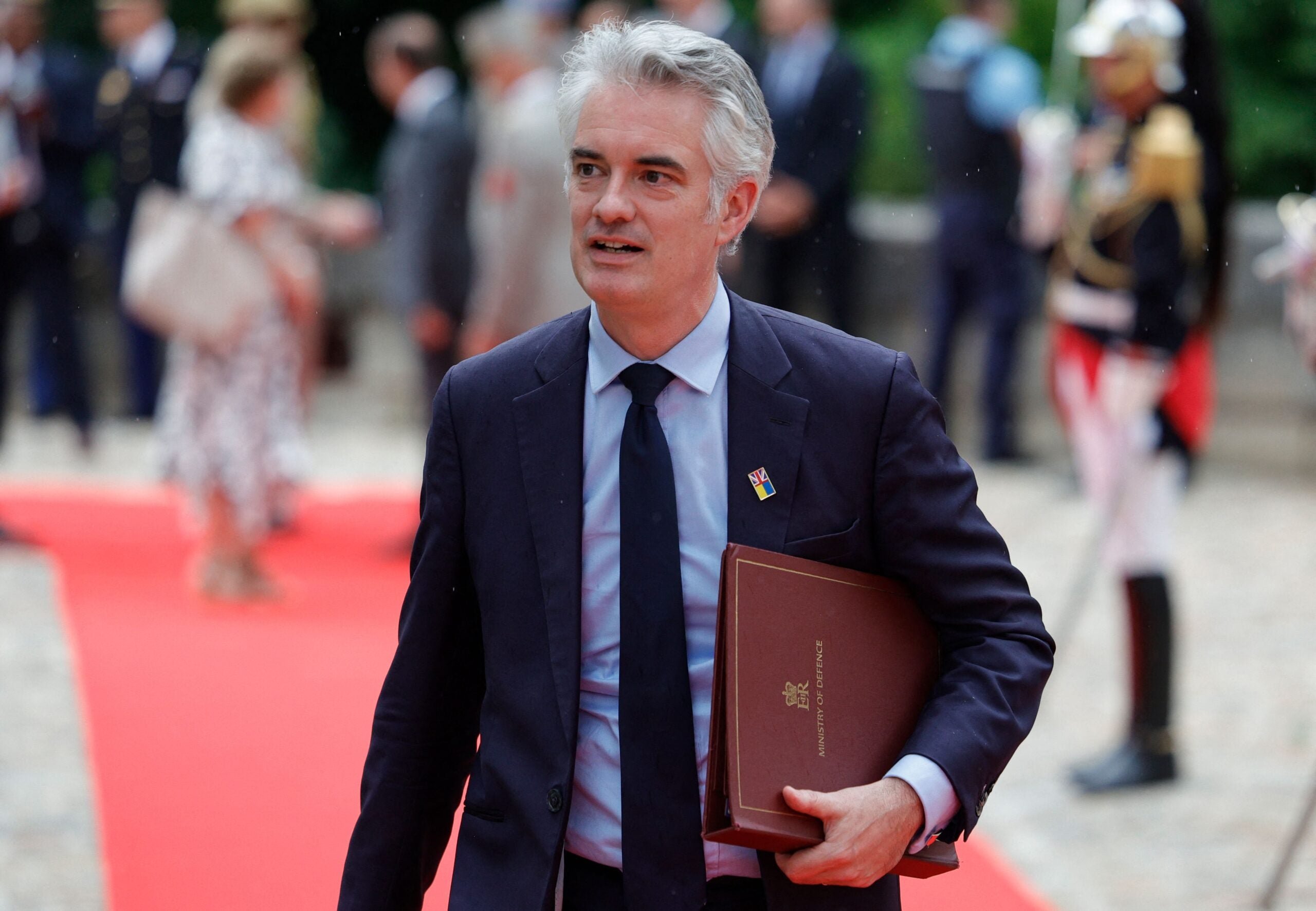 UK minister of State (Minister for Defence Procurement) James Cartlidge arrives to attend the European Air Defence Conference with 18 foreign counterparts, at Les Invalides in Paris on June 19, 2023. (Photo by Geoffroy VAN DER HASSELT / AFP) (Photo by GEOFFROY VAN DER HASSELT/AFP via Getty Images)