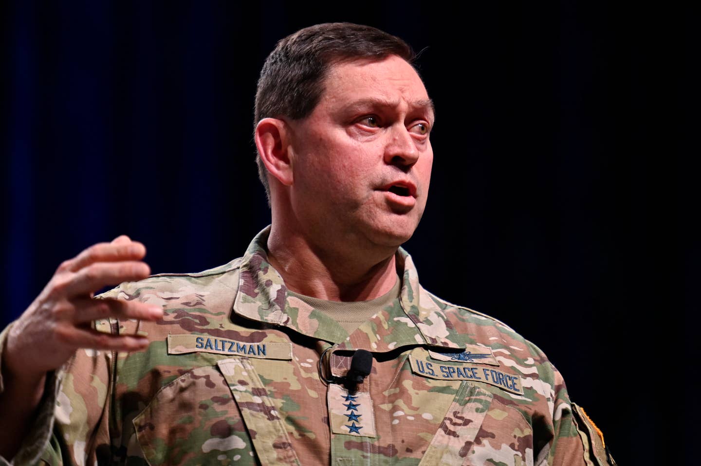Chief of Space Operations Gen. Chance Saltzman talked about changes to Space Force during the Air and Space Forces Association 2024 Warfare Symposium in Aurora, Colo., Feb. 12, 2024. (U.S. Air Force photo by Eric Dietrich)