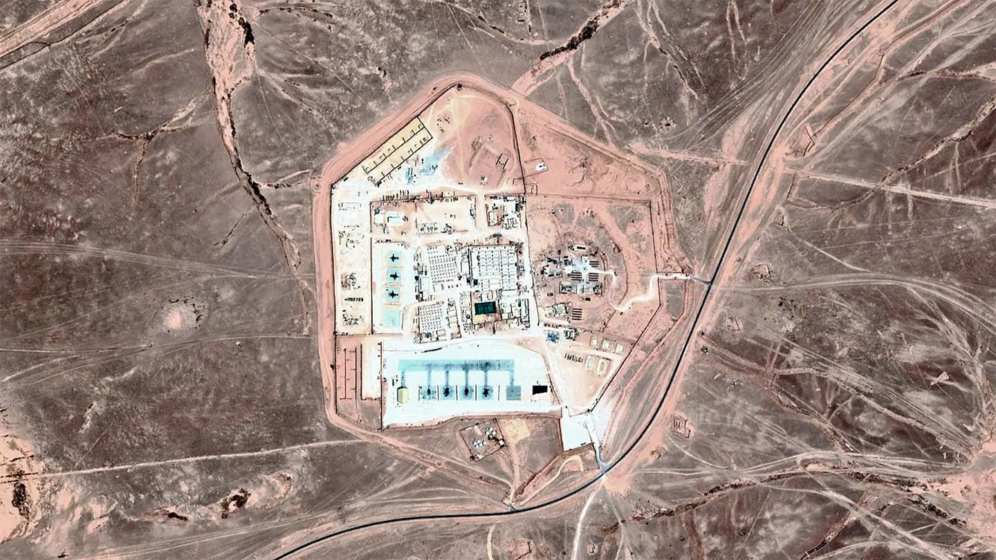 A satellite image of Tower 22 in Jordan. <em>Google Earth</em>
