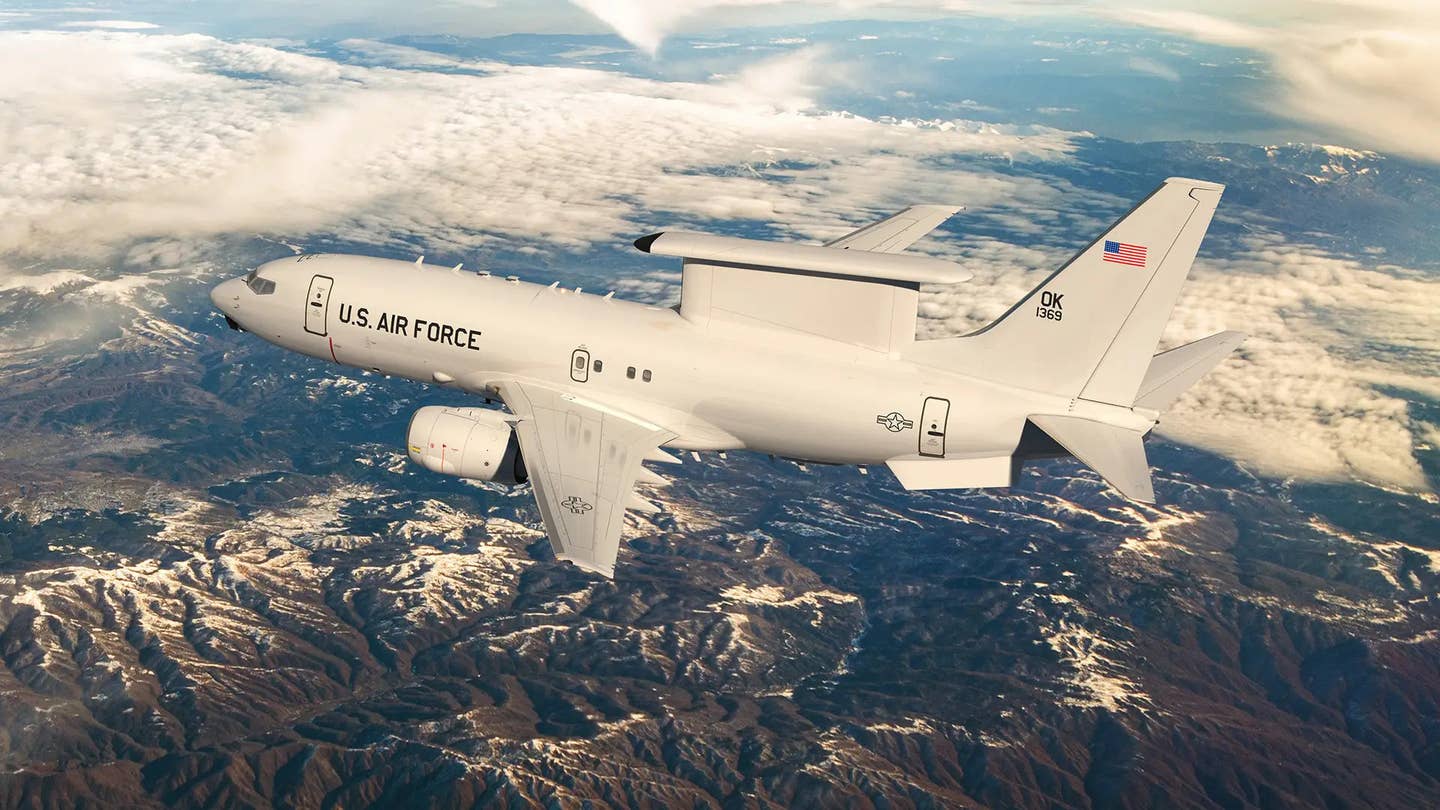A rendering of a future U.S. Air Force E-7A Wedgetail airborne early warning and control aircraft. <em>USAF</em>